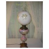 20TH CENTURY ELECTRIFIED FLORAL OIL LAMP