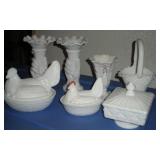 7 PCS WESTMORELAND MILK GLASS