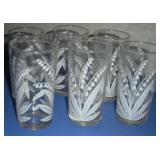 JEANNETTE GLASS LILY VALLEY RETRO TUMBLERS 6PC SET