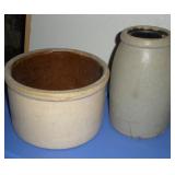 2 CROCK (CRACKED) 9 RD X 6 INCH & 5 RD X 10 INCH