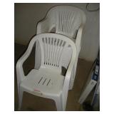 7- FAN BACK STACKING PLASTIC PATIO CHAIRS