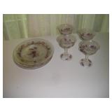 (4) FRUIT PATTERNED GLASSES AND PLATES