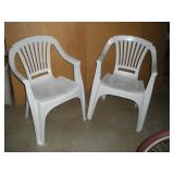 2- FAN BACK STACKING PLASTIC PATIO CHAIRS
