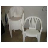 10- FAN BACK STACKING PLASTIC PATIO CHAIRS