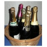 BASKET OF 6 BOTTLES OF UNOPENED-SEALED CHAMPANGE