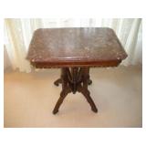 Victorian East Lake Walnut Marble Top ParlorTable