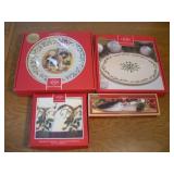LENOX CHRISTMAS SERVING DISHES - TOWELS AND