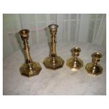 VALSAN (L) AND BALDWIN (R) BRASS CANDLE  HOLDERS