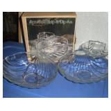 3 PC INDIANA GLASS SHELL CHIP & DIP SET W/ BOX