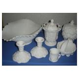 7 PCS WESTMORELAND MILK GLASS