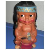 CARNIVAL CHALKWARE INDIAN 12 INCH BANK