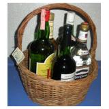 BASKET OF 5 BOTTLES OF UNOPENED SEALED BOOZE