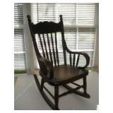 VINTAGE CHILDS PRESSED BACK OAK ROCKING CHAIR