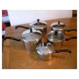 FARBERWARE STAINLESS STEEL POTS W/ LIDS