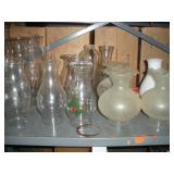 (18) ASST SIZE OIL LAMP CLEAR GLOBES & CHIMNEYS