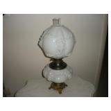 ANTIQUE 'GONE WITH THE WIND' OIL LAMP-ELECTRIC