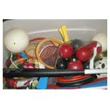 TOTE FULL OF OUTDOOR SPORT ITEMS