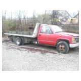 1991 CHEVY 3500 ROLLBACK W/ 12 FT ALUMINUM BED