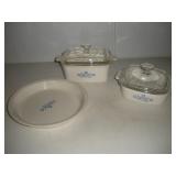 CORNINGWARE CASEROLE DISHES AND PIE PAN