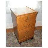 OAK 2 DRAWER FILING CABINET W/ KEY 16X16X29