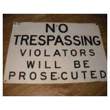 NO TRESPASSING METAL SIGN  20X14