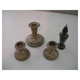 STERLING SILVER CANDLE STICK HOLDERS AND