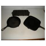 CAST IRON SKILLETS AND CORNBREAD TRAY