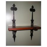WOOD AND ROD IRON SHELF  18IN LONG