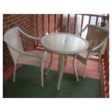 WICKER PATIO TABLE W/ CHAIRS