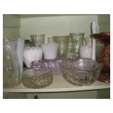 VASES AND CANDY DISHES CONTENTS OF SHELF