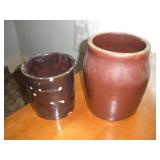 (2) VINTAGE CROCKS LARGEST 1 GAL