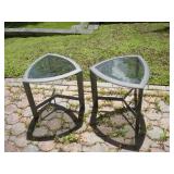 (2) GLASS TOP PATIO TABLES