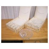 (8) ORCHARD CRYSTAL PLATES W/ MATCHING CUPS