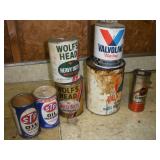 (7) COLLECTABLE FLAT TOP OIL CANS