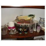 ASSORTED GLASSWARE CONTENTS OF SHELF