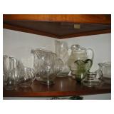GLASS PITCHERS CONTENTS OF SHELF