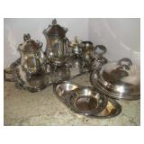 SILVER PLATE SERVERS AND PITCHERS