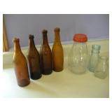 VINTAGE GLASS BOTTLES FEATURING FOUR---