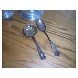 STERLING SILVER SPOONS AND CANDLE STICK---