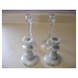 MARBLE AND GLASS CANDLE STICK HOLDERS