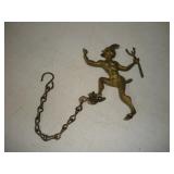 VINTAGE BRASS DEVIL CHIMNEY FIREPLACE DAMPER