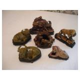 6-INDONESIAN & CHINESE CARVED SOAPSTONE FIGURES