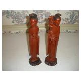 2 VINTAGE CHINESE BOXWOOD CARVED STATUES