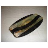 8 INCH  ART DECO STRIPED MARBLE ASHTRAY