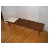 MID CENTURY MODERN 5FT WHITE ACCENT SLAT BENCH