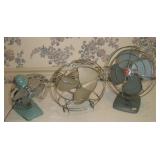 3 VINTAGE METAL FANS LARGEST IS 12 INCHES