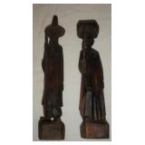 CHINESE HAND CARVED WOODEN STATUES 15 INCH TALL