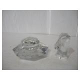 VINTAGE CRYSTAL PANTHER & ASHTRAY