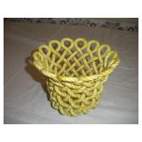 FRENCH COUNTRY YELLOW CERAMIC WOVEN ROPE BASKET
