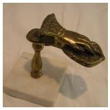 VICTORIAN BRASS SPRING CLIP 'HAND' CARD HOLDER